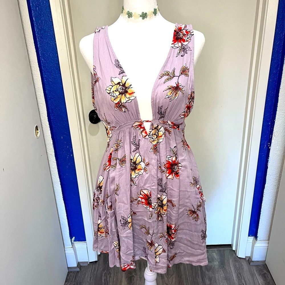 Fairycore Lilac Floral Mini Dress — Boho Festival Style